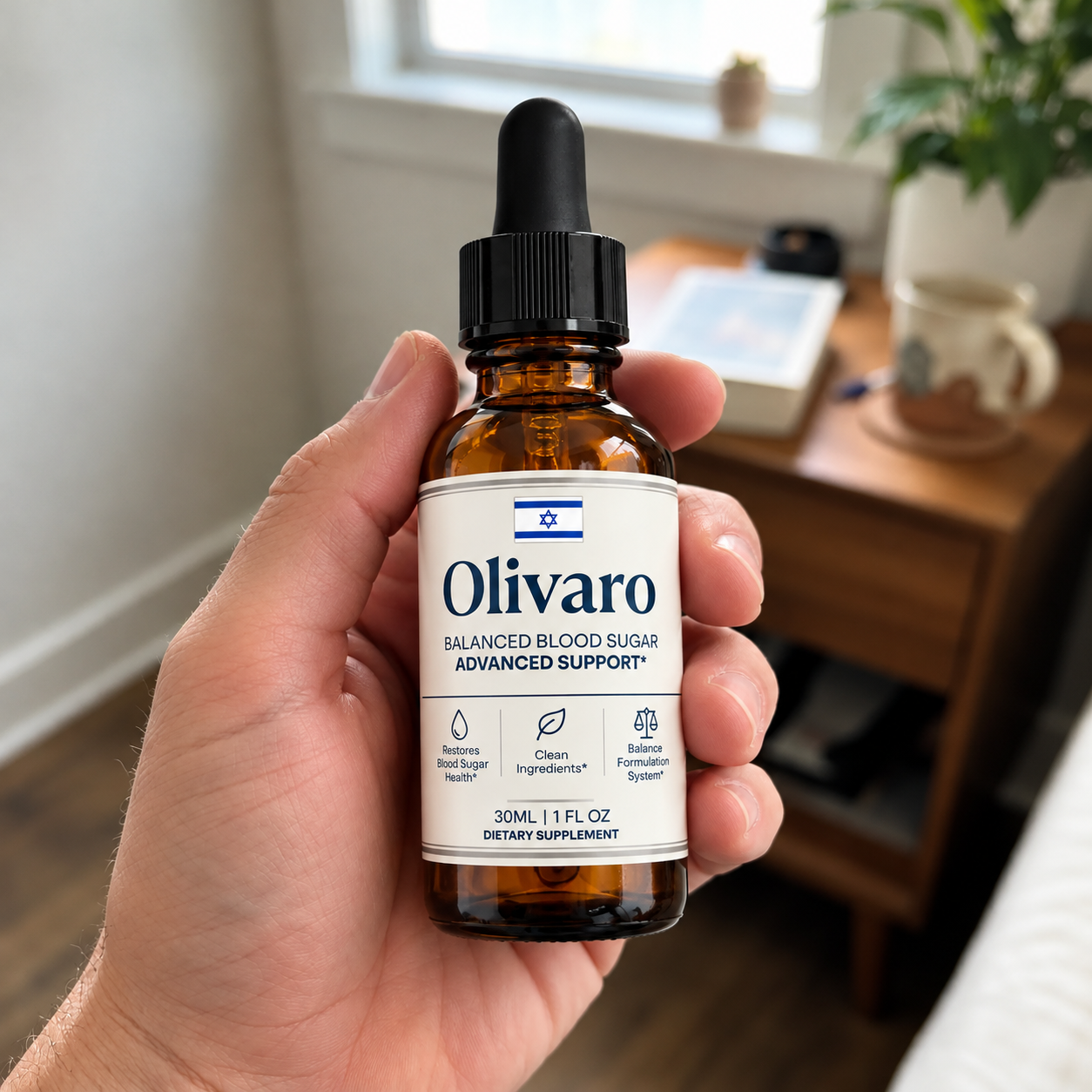 Olivaro bottle in natural light